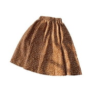 Lovskoo 2-11Y Floral Long Skirt For Girls Toddler Kids Teens A-Line Maxi Skirts Spring And Summer Temperament Flare Loose Umbrella Skirt Brown
