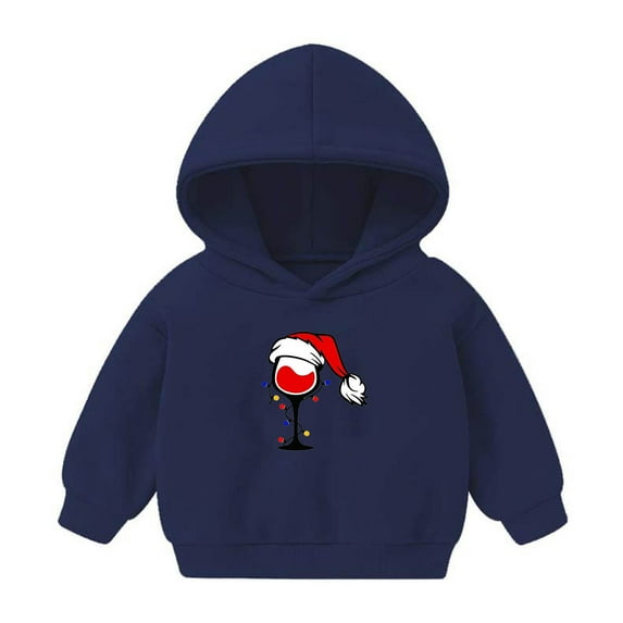 Lovskoo 2-7 Years Baby Clothes Christmas Toddler Baby Boy's Girl's Christmas Hoodie Children's Casual Print Sweatshirt for The Baby Gift Navy