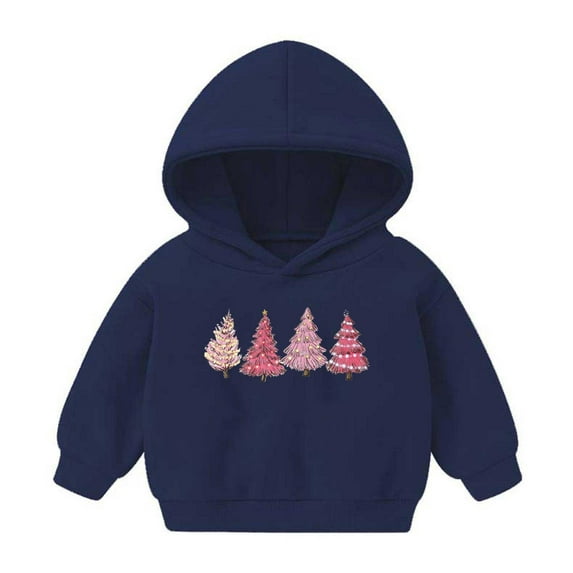 Lovskoo 2-7 Years Baby Clothes Christmas Toddler Baby Boy's Girl's Hoodie Children's Casual Print Long Sleeve Sweatshirt for The Baby Gift Navy