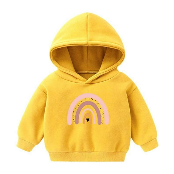 Lovskoo 2-7 Years Baby Clothes Christmas Toddler Baby Boy's Girl's Hoodie Children's Casual Print Long Sleeve Sweatshirt for The Baby Gift Yellow