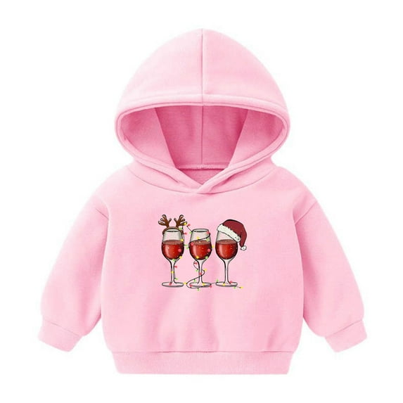 Lovskoo 2-7 Years Baby Clothes Toddler Baby Boy's Girl's Hoodie Children's Casual Christmas Print Sweatshirt for The Baby Gift Pink
