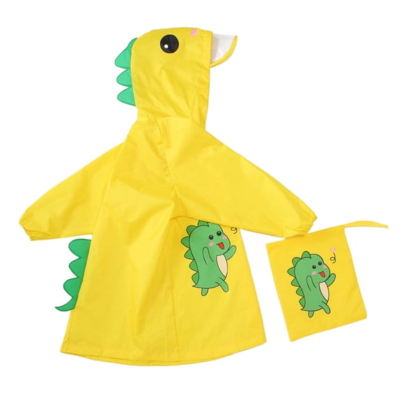 Zwiiyzr 2-8 Years Toddler Kids Raincoats For Girls Boys Solid Color Cartoon Dinosaur Rainwear Children Raincoat Waterpoof Rain Hooded Jacket Yellow