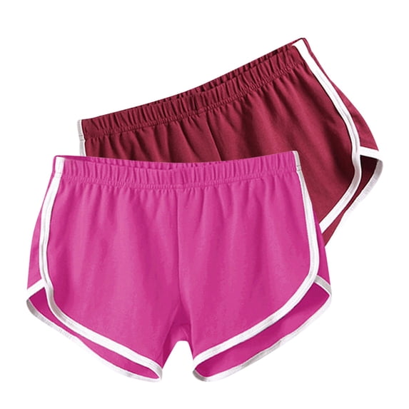 Lovskoo 2 Packs Soft Comfy Booty Workout Pants Breathable Lounge Dolphin Shorts Cycling Hiking Pants for Women Burgundy