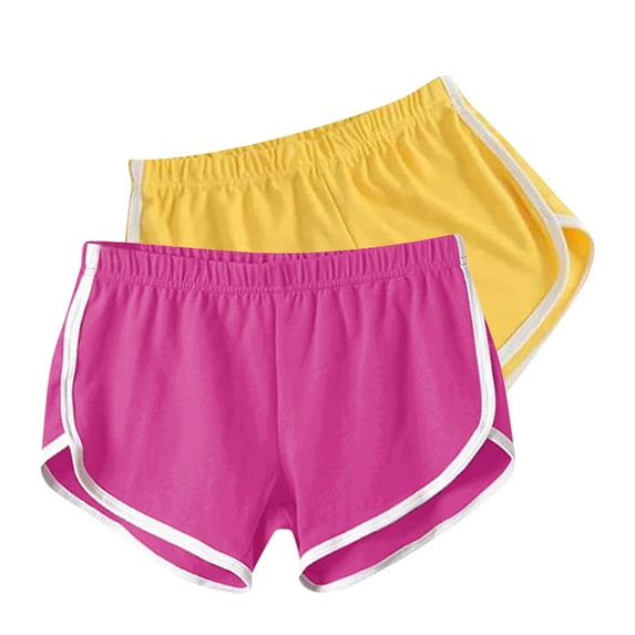 Lovskoo 2 Packs Soft Comfy Booty Workout Pants Breathable Lounge Dolphin Shorts Cycling Hiking Pants for Women Yellow
