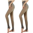 thumbnail image 1 of Lovskoo 2 Pairs Womens Fleece Lined Thick Tights Thermal Fake Translucent Pantyhose Stirrup Leggings Fashion Ladies Keep Warm Solid Fleece Stockings 320G-C, 1 of 6