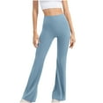 thumbnail image 1 of Lovskoo 2024 28"/30"/32"/34" Inseam Women's Bootcut Yoga Pants Long Bootleg High-Waisted Flare Pants with Pockets Light Blue-S, 1 of 9