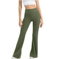thumbnail image 1 of Lovskoo 2024 28"/30"/32"/34" Inseam Women's Bootcut Yoga Pants Long Bootleg High-Waisted Flare Pants with Pockets Olive Green-M, 1 of 9