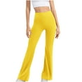 thumbnail image 1 of Lovskoo 2024 28"/30"/32"/34" Inseam Women's Bootcut Yoga Pants Long Bootleg High-Waisted Flare Pants with Pockets Yellow-M, 1 of 9