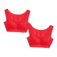 thumbnail image 1 of Lovskoo 2024 2PC Women's One-Piece Seamless Plus Thick Plus Size Vest Bra Sports Thin Underwear Traceless Comfortable Wirefree High Elasticity Breathable Gathering Bra Red-5XL, 1 of 9