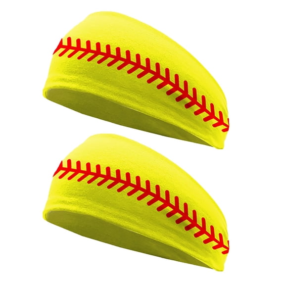 Lovskoo 2024 2PCS Outdoor Sports Hairbands Hair Accessories Baseball Headband Non Slip Elastic Yoga Workout Softball Head Wrap for Women Yellow