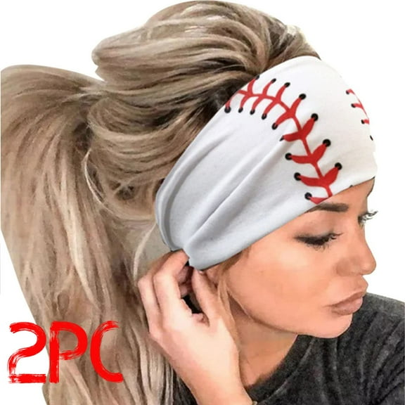 Lovskoo 2024 2PCS Outdoor Sports Hairbands Hair Accessories Baseball Headband Softball Head Wrap for Women White