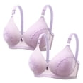 thumbnail image 1 of Lovskoo 2024 2pc Women's Plus Size Front Closure Wirefree Jacquard Back Support Posture Bra Solid Color Soft Cotton Bra Purple-XL, 1 of 5