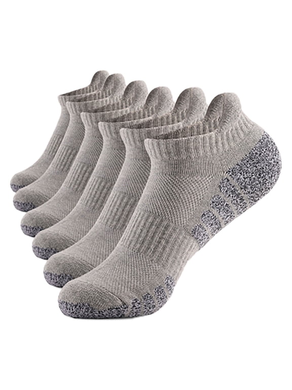 2024 6 Pairs Ankle Athletic Socks Men Women No Show Trendy Socks Running Moisture Wicking Cotton Breathable Socks Crew Socks Gray
