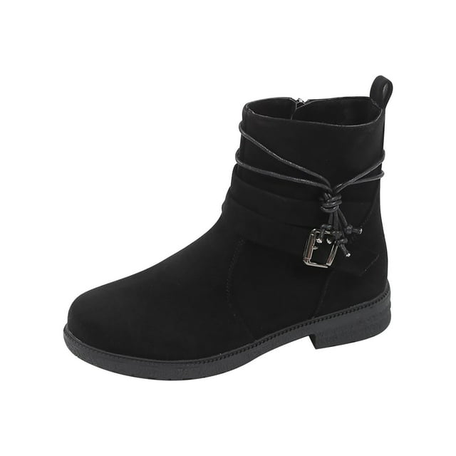 Lovskoo 2024 Ankle Boots for Women Faux Suede Wedding Dress Shoes Round