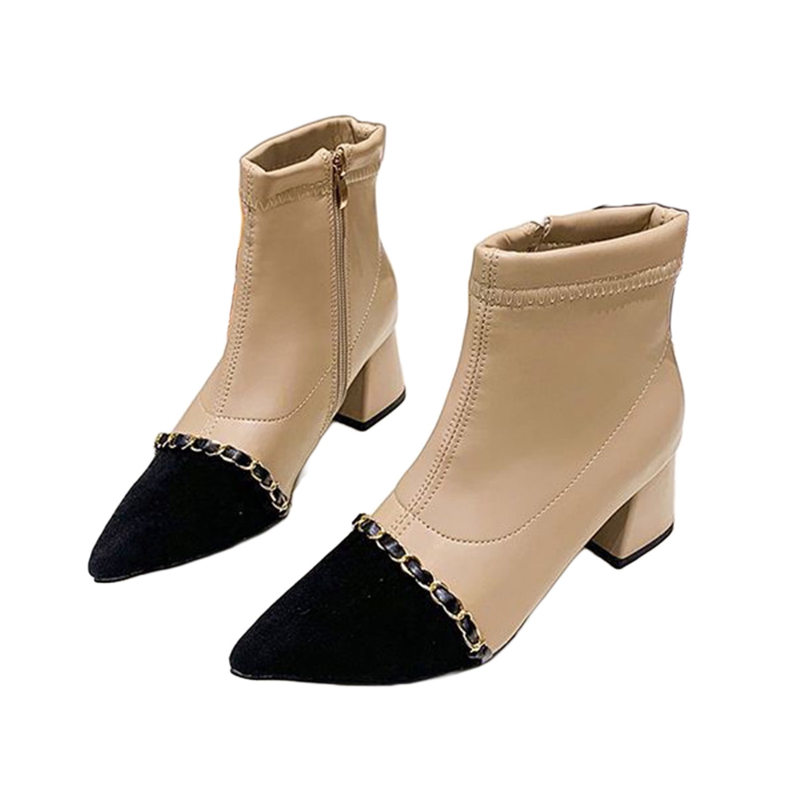 Aofany Women's Low-heeled Ankle Boots Vintage Women Slip On