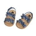 thumbnail image 1 of Zwiiyzr 2024 Baby Girls Sandals Infant Toddler Shoes Open Toe Ankle Strap Spring And Summer Shoes Flat Lace Soft Soled Sandals 6-12 Months Navy, 1 of 4