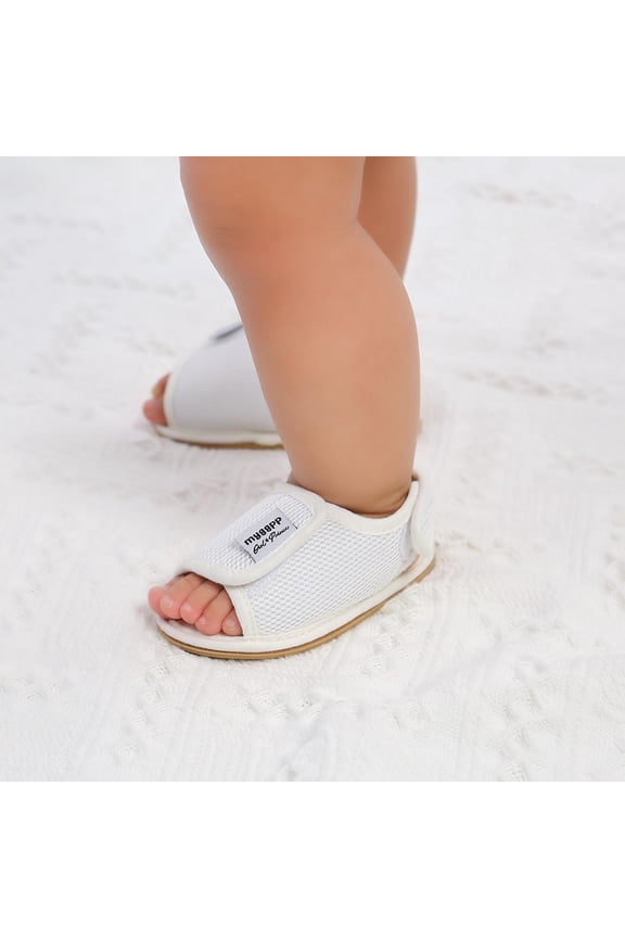 2024 Baby Girls Sandals Infant Toddler Shoes Open Toe Slip On Spring Summer Comfortable Breathable Mesh Flat Soft Soled Sandals 6-12 Months White