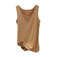 thumbnail image 1 of Lovskoo 2024 Basic Tank Tops for Women Summer Undershirts Tanks Top Solid Color Round Neck Sleeveless Lightweight Camis Tank Tops Khaki, 1 of 6