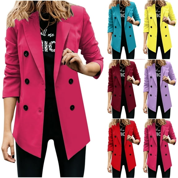 Lovskoo 2024 Blazers for Women Business Casual Thin Button Long Sleeve Tops Blouse Shirt Spring Models Solid Small Suit Top Light Blue