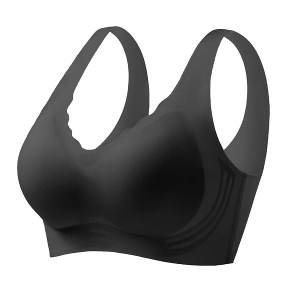 Lovskoo Womens Bras Summer Comfortable Thin Backless Seamless Wireless Ice Silk Plus Size Underwear Daily Wear Black