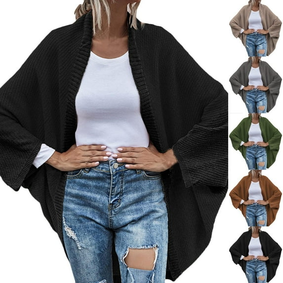 Lovskoo 2024 Cardigan Sweaters for Women Open Front Spring and Fall Solid Color Long Sleeved Pocket Shirt Loose Lapel Oversized Winter Outerwear Tops Green