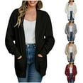 thumbnail image 1 of Lovskoo 2024 Cardigan Sweaters for Women Open Front Trendy Long Sleeved Medium Length Comfortable Commuting Loose Fitting Oversized Winter Outerwear Tops White, 1 of 6