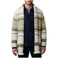 thumbnail image 1 of Lovskoo 2024 Cardigan Sweaters for Men Winter Long Sleeve Pockets Color Contrast Design Sweater Cardigan Beige, 1 of 6