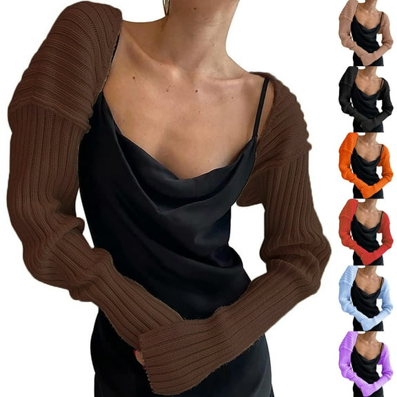 Lovskoo 2024 Cardigan Sweaters for Women Long Sleeve Croped Cardigan Open Front Drop Shoulder Knit Cover Up Sky Blue