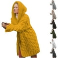 thumbnail image 1 of Lovskoo 2024 Cardigan Sweaters for Women Open Front Trendy Long Sleeve Hoodie Cable Knit Pocket Coat Oversized Winter Outerwear Tops Brown, 1 of 8