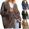 thumbnail image 1 of Lovskoo 2024 Cardigan Sweaters for Women Open Front Trendy Loose Fitting Long Sleeved Button Knitted Oversized Winter Outerwear Tops Coffee, 1 of 5