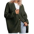 thumbnail image 1 of Lovskoo 2024 Cardigan Sweaters for Women Open Front Trendy Loose Fitting Long Sleeved Button Knitted Oversized Winter Outerwear Tops Olive Green, 1 of 5