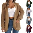 thumbnail image 1 of Lovskoo 2024 Cardigan Sweaters for Women Open Front Trendy Solid Color Long Sleeved Pocket Oversized Winter Outerwear Tops Claret, 1 of 7
