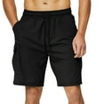 thumbnail image 1 of Lovskoo 2024 Cargo Shorts for Men Casual Solid Color Casual Drawstring Pockets Elastic Sports Half Shorts Black 2XL, 1 of 5