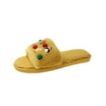 thumbnail image 1 of Lovskoo 2024 Christmas Slippers for Women And Men Couple Shoes Flat Fleece Non-Slip Home Shoes Linen Comfortable Platform Slippers Yellow, 1 of 6