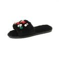 thumbnail image 1 of Lovskoo 2024 Christmas Slippers for Women And Men Couple Shoes Flat Fleece Non-Slip Home Shoes Linen Comfortable Platform Slippers Black, 1 of 8