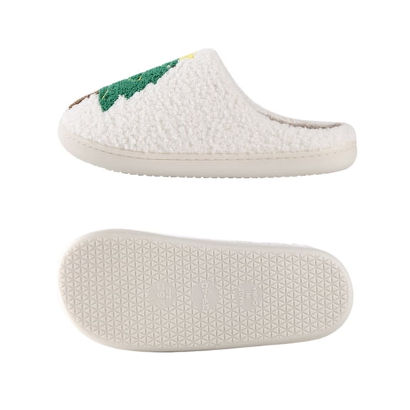 Lovskoo 2024 Christmas Slippers for Women Winter Warm Padded Warm Shoes Tree Home Soft Bottom Non-Slip Indoor Floor Mute Cotton Slippers Green