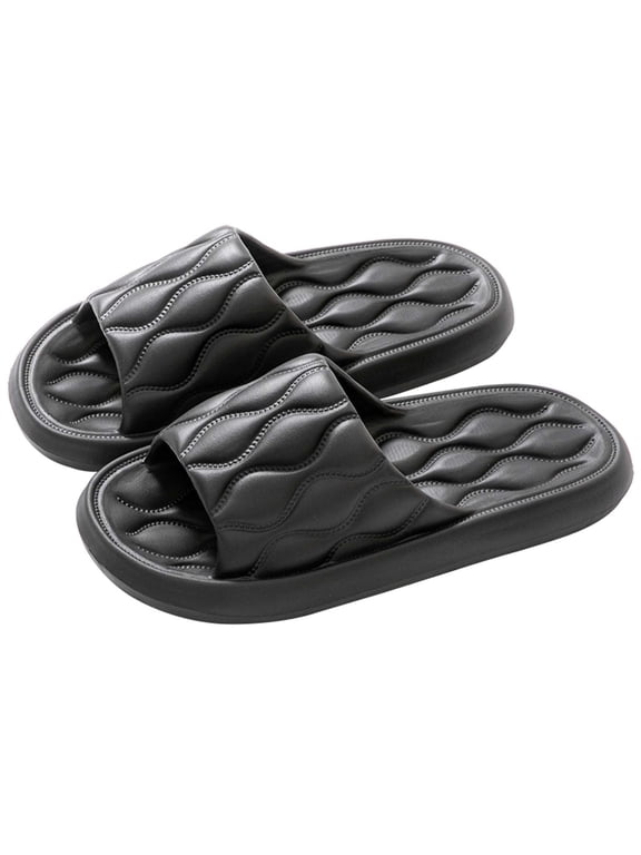 Cloud Slippers for Women and Men Memory Foam Shower Shoes Indoor Slides Bathroom Sandals Ultimate Comfort Lightweight Breathable Non-Slip House Slippers Black
