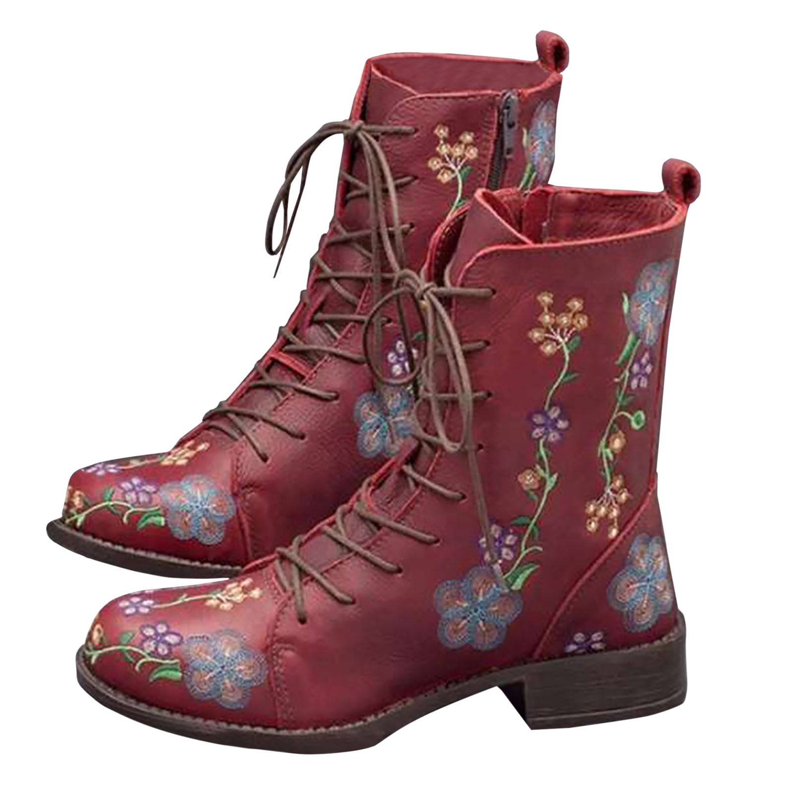 Lovskoo 2024 Combat Ankle Boots for Women Leather Wedding Dress Shoes Round Toe Vintage Embroidered Printed Fashion Dress Boots Red - Walmart Business Supplies Lovskoo 2024 Combat Ankle Boots for Women Leather Wedding Dress Shoes Round Toe Vintage Embroidered Printed Fashion Dress Boots Red - Walmart Business Supplies