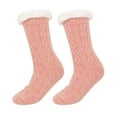 thumbnail image 1 of Lovskoo Men's and Women's Slipper Fuzzy Socks Winter Cotton Socks Comfortable Breathable Knitted Non Slip Mid Tube Socks Pink, 1 of 5