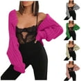 thumbnail image 1 of Lovskoo 2024 Cropped Cardigan Sweaters for Women Open Front Ladies Solid Color Short Long Sleeve Jacket Knit Tops Hot Pink, 1 of 6