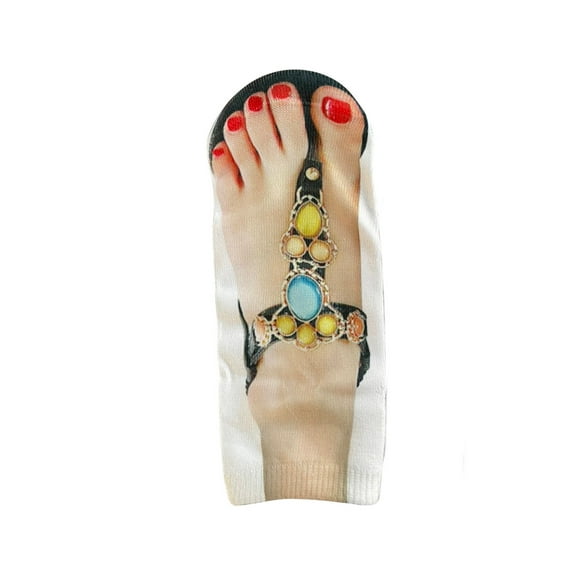 Lovskoo 2024 Cute Novelty Crew Socks Mens Women Fashion Socks Flip Flops Three Dimensional Print No Show Ankle Socks Sweat-Absorbent Socks Trendy Casual Combed Cotton Socks Beige
