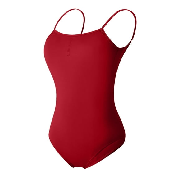 Lovskoo 2024 Dance Women's Camisole Leotard with Adjustable Straps Dance Practice Suit Suspender Backless Jumpsuit Gymnastics Suit Body Suit Burgundy-S