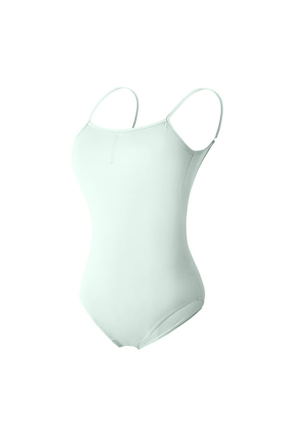 2024 Dance Women's Camisole Leotard with Adjustable Straps Dance Practice Suit Suspender Backless Jumpsuit Gymnastics Suit Body Suit Mint Green-2XL