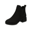 thumbnail image 1 of Lovskoo 2024 Dressy Ankle Boots for Women Faux Suede Pointed Toe Fall Winter Solid Color Chunky Stacked Heel Middle Heel Short Booties Black, 1 of 5