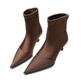 thumbnail image 1 of Lovskoo 2024 Dressy Ankle Boots for Women Stiletto-Heelss Pointed Toe Retro Elastic Fashion High Heel Booties Wedding Dress Shoes Coffee, 1 of 9