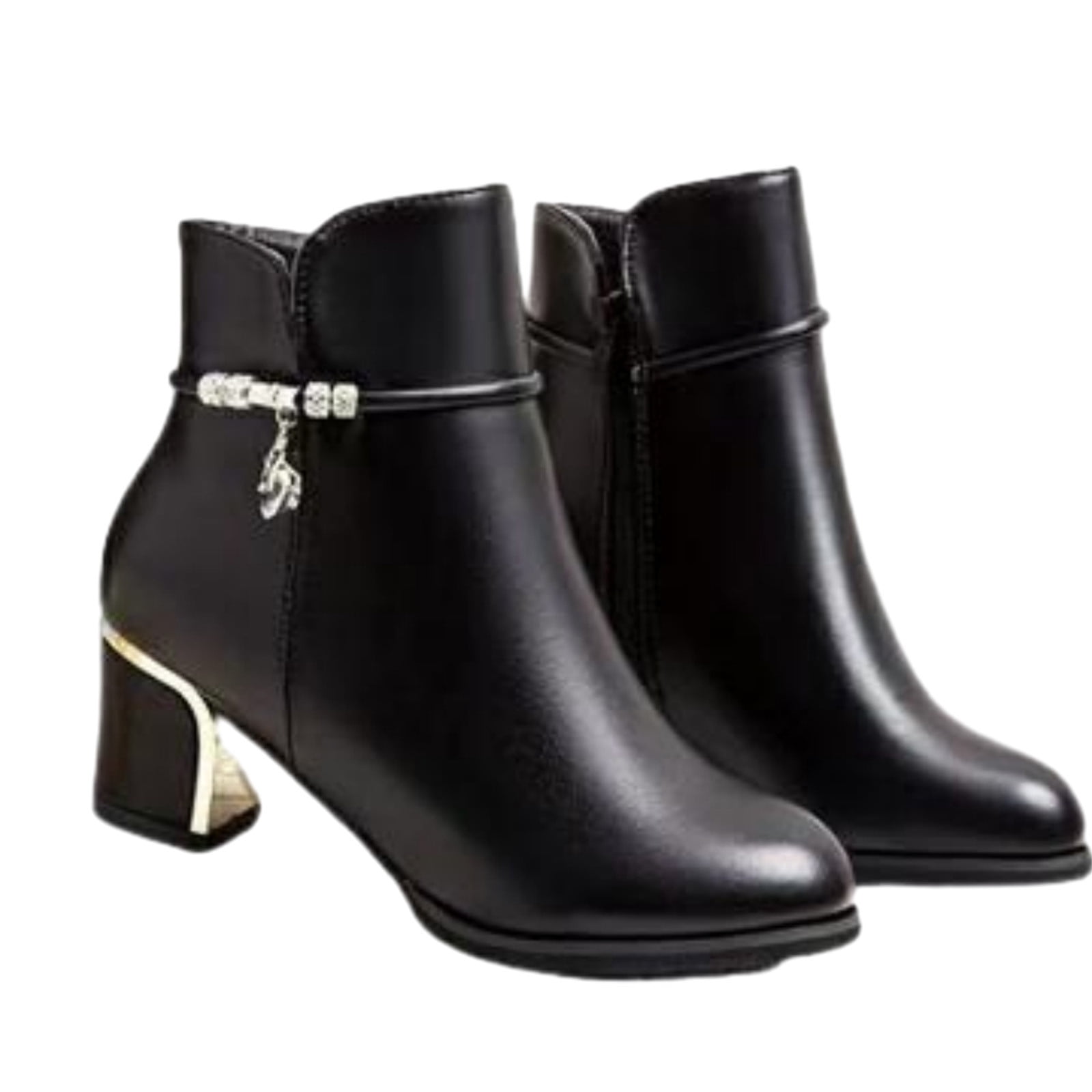2400~Logoed Soles Leather Ankle Boots