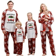 LOVSKOO 2024 Family and Pet Christmas Pajamas Matching Sets Xmas Long Sleeve Shirts and Plaid Pants Santa Christmas Tree Jammies Sleepwear Parent-Child Outfit Wear Mom Red
