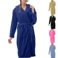 thumbnail image 1 of Lovskoo 2024 Flannel Bathrobe for Women and Men Winter Warm Household Clothes Hooded Long Pajamas Loungewear Sky Blue, 1 of 4