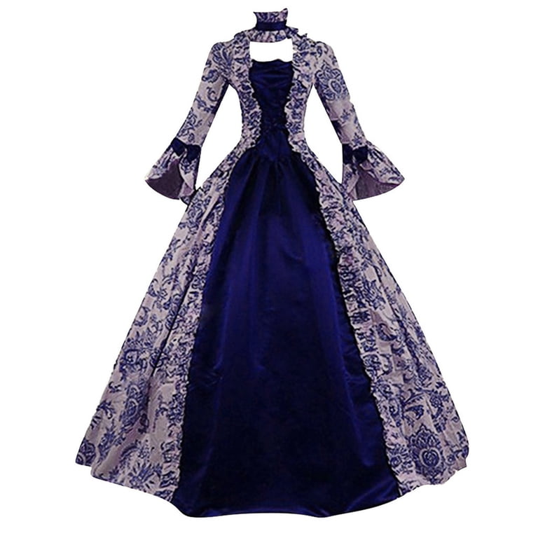 Lovskoo 2024 Gothic Renaissance Dress for Women Long Dress Party Women's  Rococo Masquerade Ball Gown Blue - Walmart.com