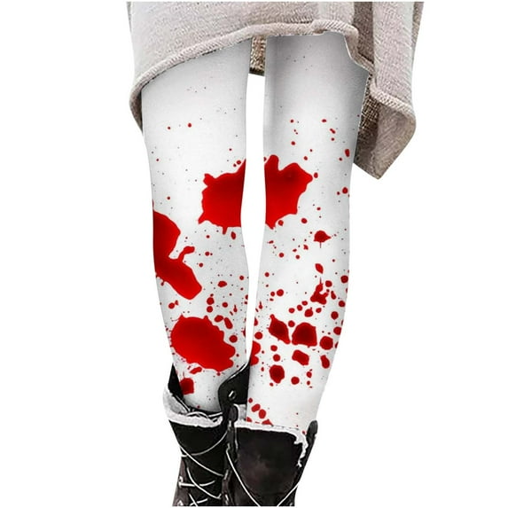 Lovskoo 2024 Halloween Leggings for Women High Waist Spider Web Graphic Print Stretchy Legging Slim Yoga Long Pants for Sportwear Fitness Running Warm Thermal Elastic Leggings Pants White